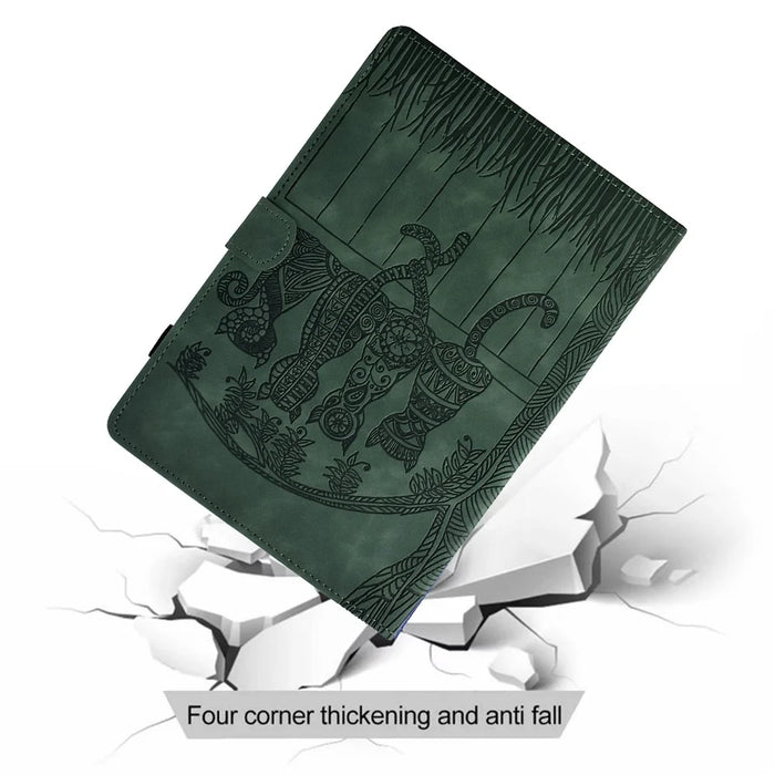 For Lenovo Xiaoxin Pad 11 2025 Case Cats Imprinted PU Leather Card Slots Tablet Cover - Green - 7