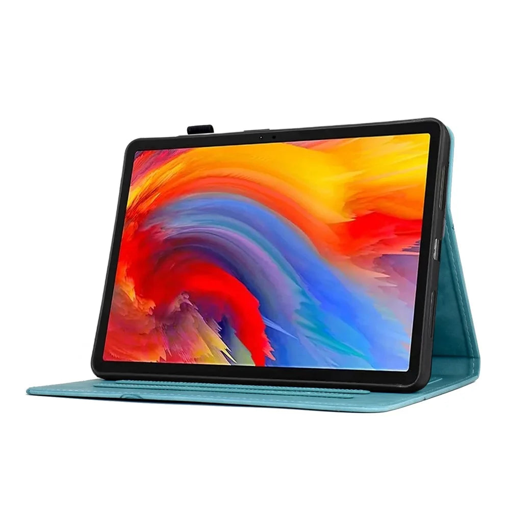 For Lenovo Xiaoxin Pad 11 2025 Case Flower Bird Imprinted Card Holder Leather Tablet Cover - Baby Blue - 3