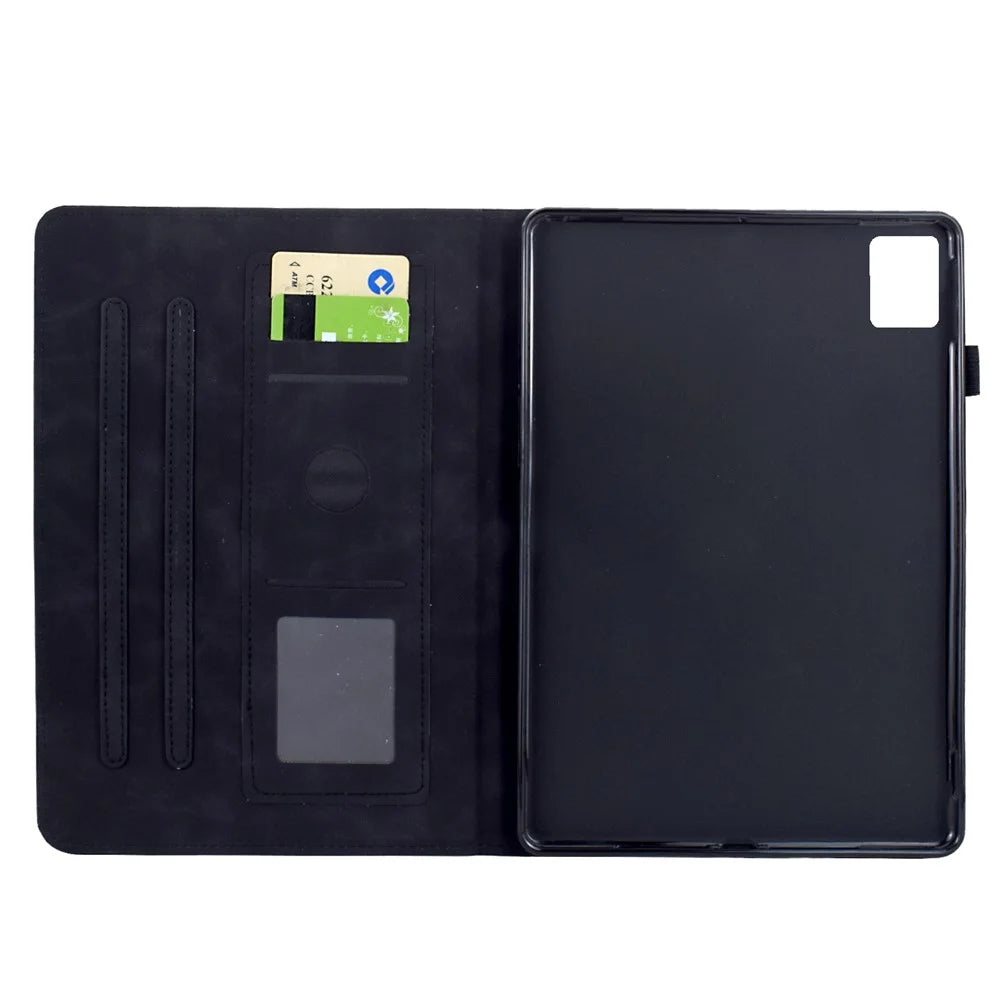 For Lenovo Xiaoxin Pad 11 2025 Case Mandala Imprinted Leather Tablet Cover with Card Slots - Black - 2