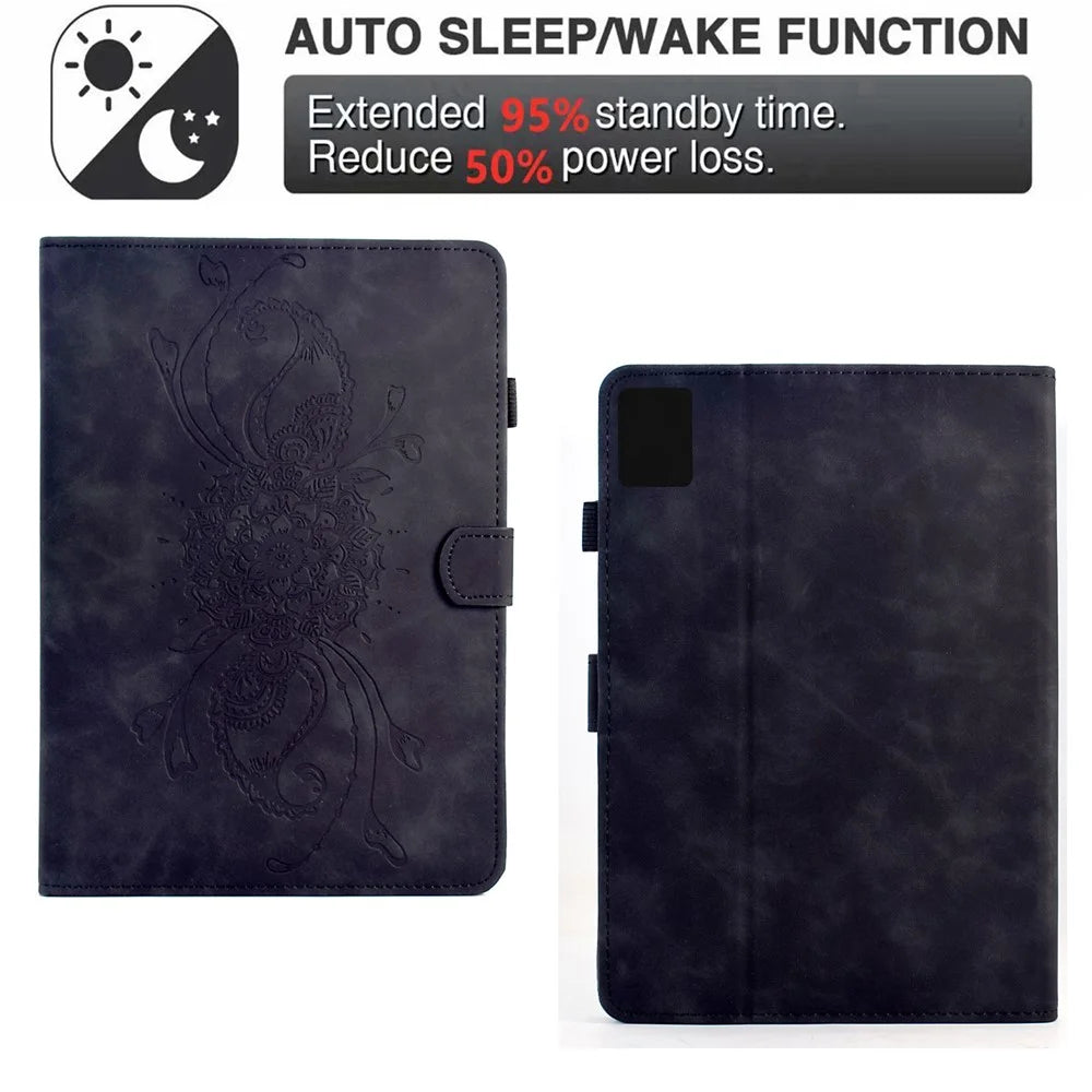 For Lenovo Xiaoxin Pad 11 2025 Case Mandala Imprinted Leather Tablet Cover with Card Slots - Black - 4