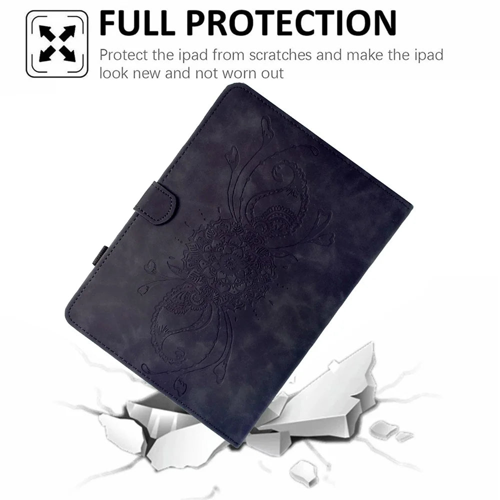 For Lenovo Xiaoxin Pad 11 2025 Case Mandala Imprinted Leather Tablet Cover with Card Slots - Black - 5