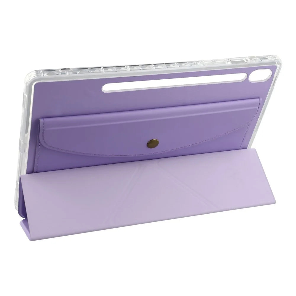 For Samsung Galaxy Tab S9 (X710, X716B, X718U) / S9 FE (X510, X516B) Case Origami Stand Wallet PU Leather Smart Tablet Cover with Pencil Slot - Purple - 2