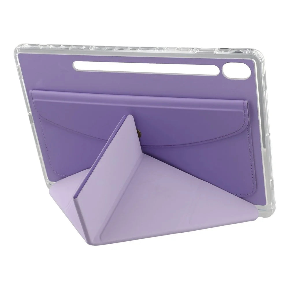 For Samsung Galaxy Tab S9 (X710, X716B, X718U) / S9 FE (X510, X516B) Case Origami Stand Wallet PU Leather Smart Tablet Cover with Pencil Slot - Purple - 3