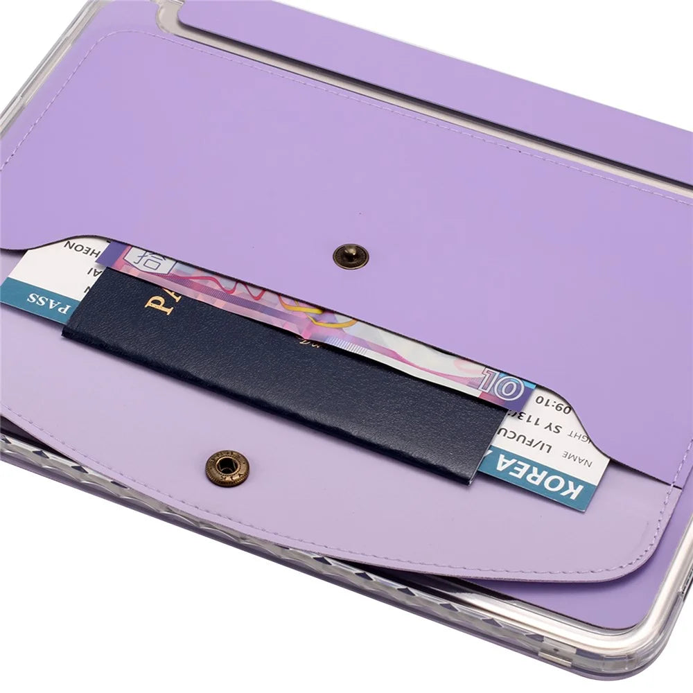 For Samsung Galaxy Tab S9 (X710, X716B, X718U) / S9 FE (X510, X516B) Case Origami Stand Wallet PU Leather Smart Tablet Cover with Pencil Slot - Purple - 6