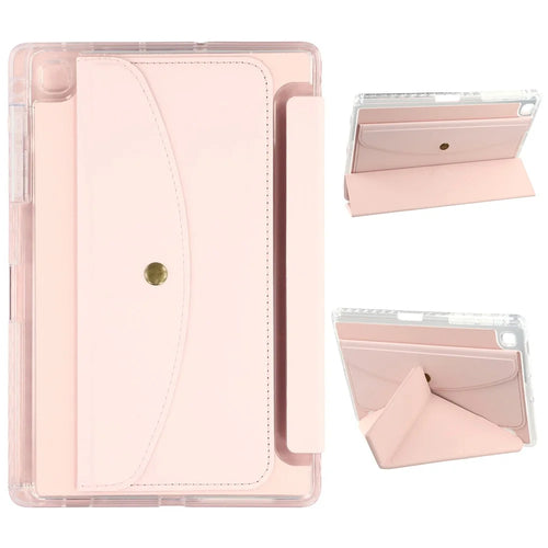 For Samsung Galaxy Tab S6 Lite (2020) (SM-P610 / P615) Case Origami Stand Wallet PU Leather Smart Tablet Cover with Pencil Slot - Pink - 1