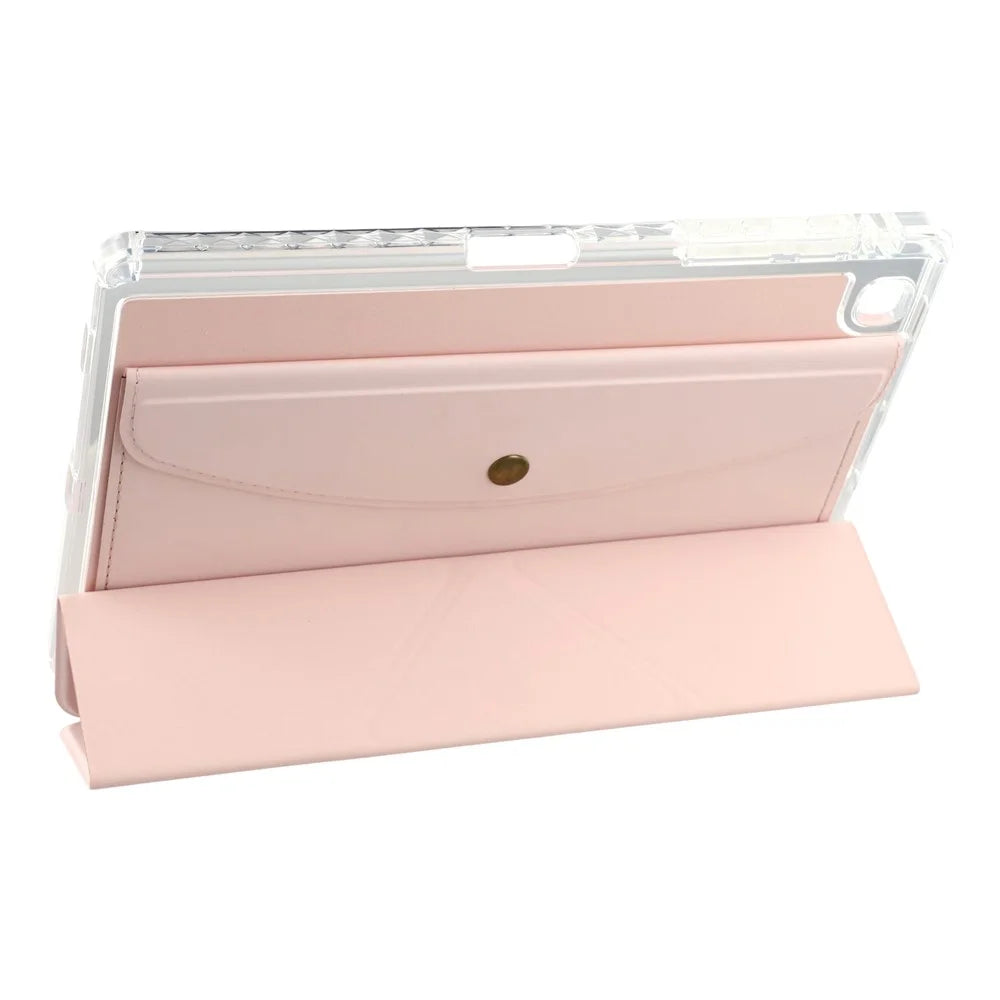 For Samsung Galaxy Tab S6 Lite (2020) (SM-P610 / P615) Case Origami Stand Wallet PU Leather Smart Tablet Cover with Pencil Slot - Pink - 2