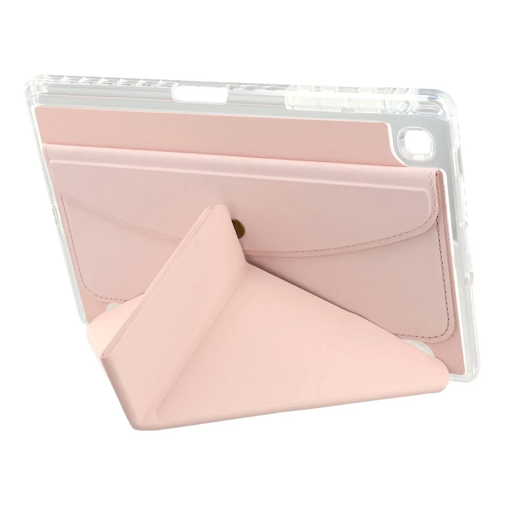 For Samsung Galaxy Tab S6 Lite (2020) (SM-P610 / P615) Case Origami Stand Wallet PU Leather Smart Tablet Cover with Pencil Slot - Pink - 3