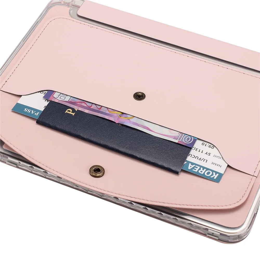 For Samsung Galaxy Tab S6 Lite (2020) (SM-P610 / P615) Case Origami Stand Wallet PU Leather Smart Tablet Cover with Pencil Slot - Pink - 6