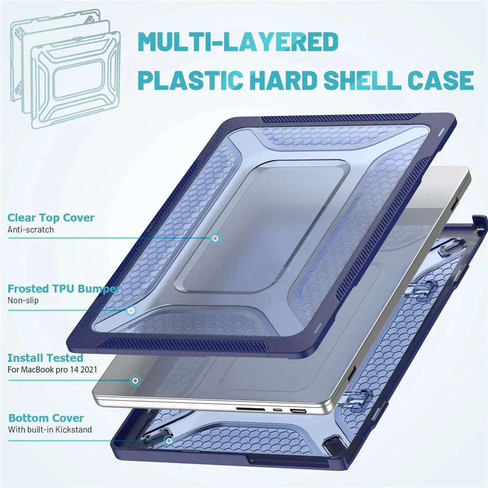 Laptop Case for MacBook Pro 14 inch (2026) A3427 A3426 / (2025) A3434 A3112 A3185 A3401 / (2024) A2918 A2992 / (2023) A2779 / (2022) / (2021) A2442 PC Front and Back Cover - Sapphire - 3