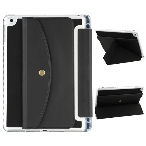 Smart Tablet Case For iPad 9.7-inch (2018) / (2017) / Air 2 / Air (2013) Origami Stand Wallet PU Leather Cover with Pencil Slot - Black - 1
