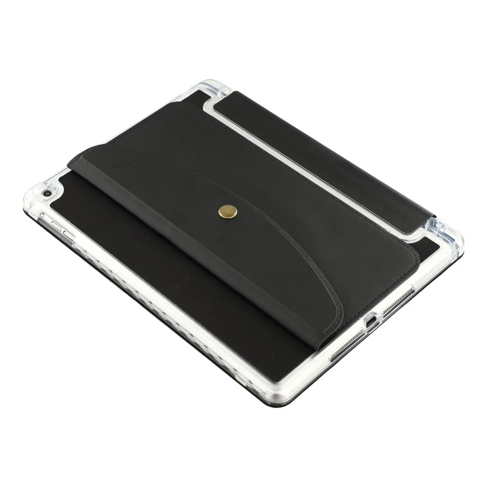Smart Tablet Case For iPad 9.7-inch (2018) / (2017) / Air 2 / Air (2013) Origami Stand Wallet PU Leather Cover with Pencil Slot - Black - 4