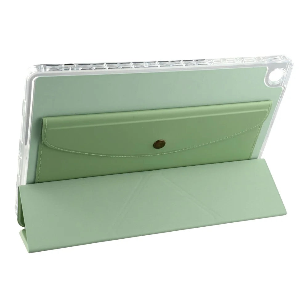 For Samsung Galaxy Tab A9+ Case Origami Stand Wallet PU Leather Smart Tablet Cover with Pencil Slot - Green - 2