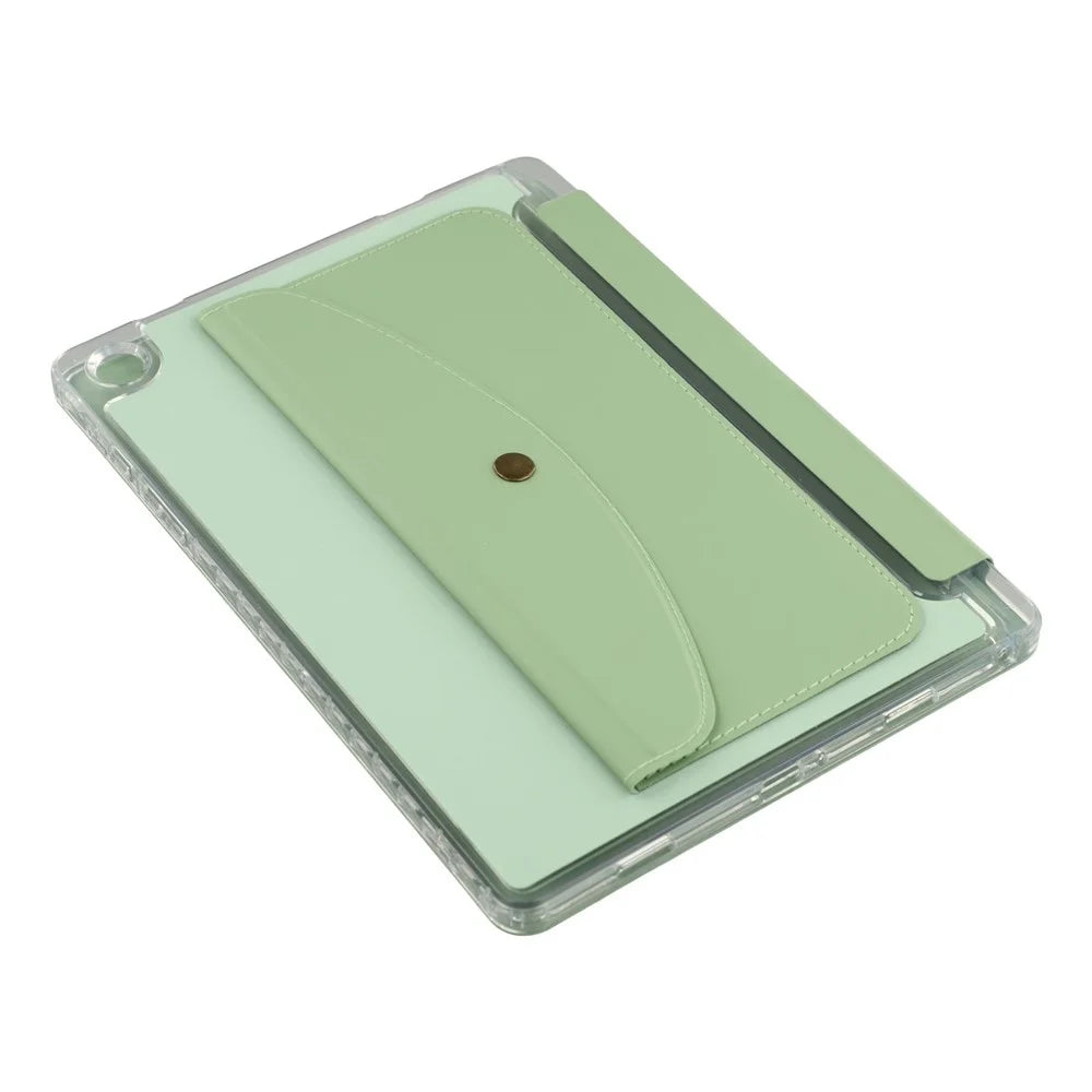 For Samsung Galaxy Tab A9+ Case Origami Stand Wallet PU Leather Smart Tablet Cover with Pencil Slot - Green - 4