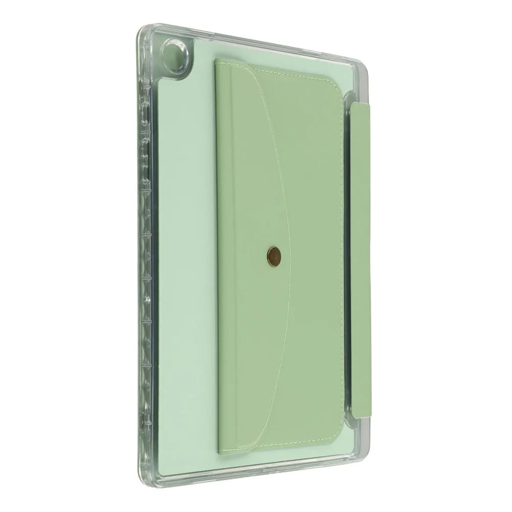 For Samsung Galaxy Tab A9+ Case Origami Stand Wallet PU Leather Smart Tablet Cover with Pencil Slot - Green - 7