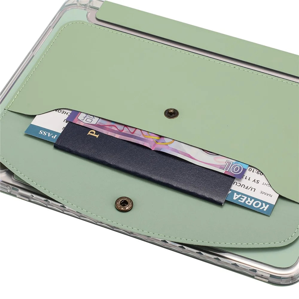 For iPad Pro 13 (2025) / 13 (2024) Case Origami Stand Wallet PU Leather Smart Tablet Cover with Pencil Slot - Green - 6
