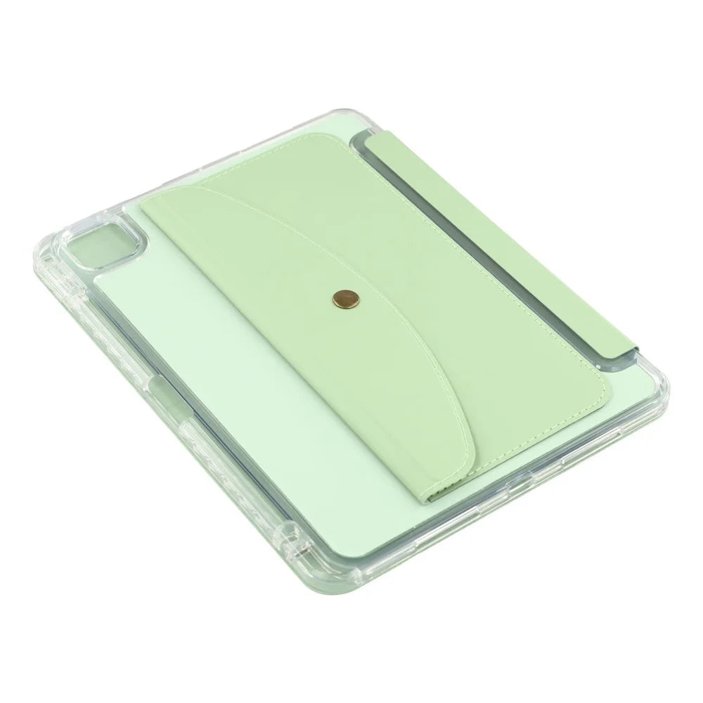 Smart Tablet Case For iPad Pro 12.9 (2022) / (2021) / (2020) Origami Stand Wallet PU Leather Cover with Pencil Slot - Green - 4