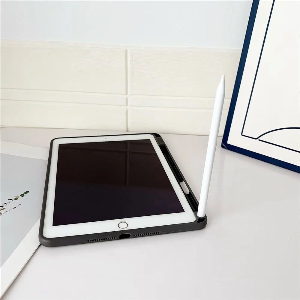 Tablet Case For iPad 9.7-inch (2018)  /  (2017)  /  Air 2 Shockproof Soft TPU Cover with Pencil Holder - Grey - 5