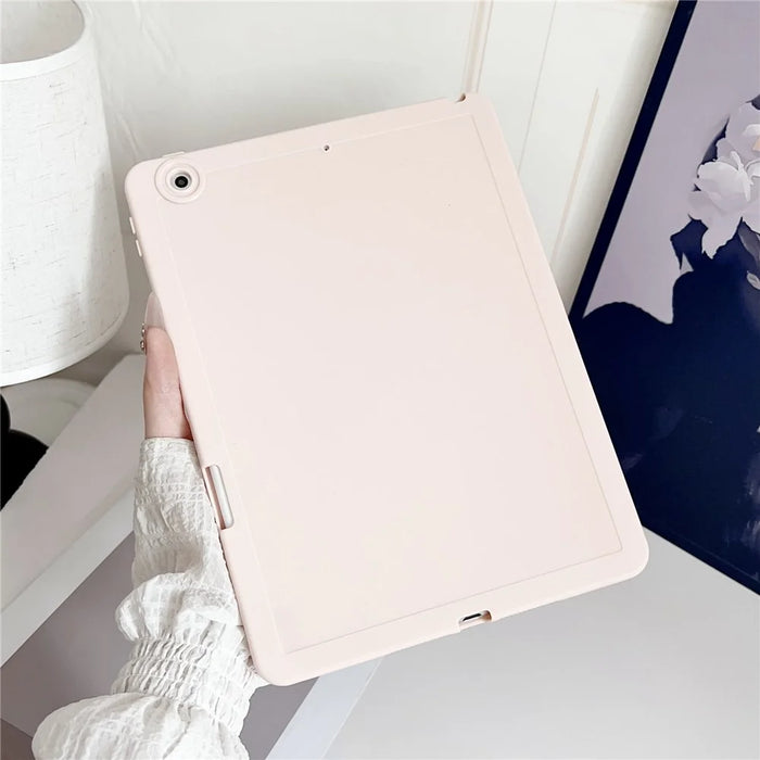 Tablet Case For iPad 10.2 (2021)  /  (2020)  /  (2019) Shockproof Soft TPU Cover with Pencil Holder - Pink - 2