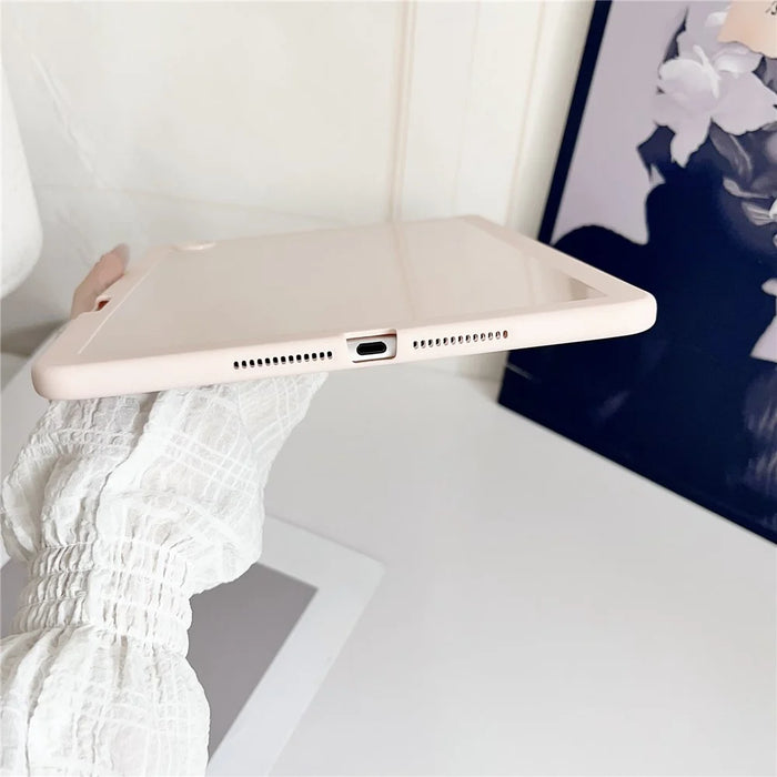 Tablet Case For iPad 10.2 (2021)  /  (2020)  /  (2019) Shockproof Soft TPU Cover with Pencil Holder - Pink - 5