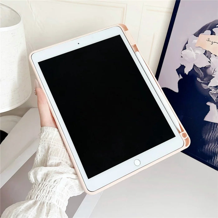 Tablet Case For iPad 10.2 (2021)  /  (2020)  /  (2019) Shockproof Soft TPU Cover with Pencil Holder - Pink - 6