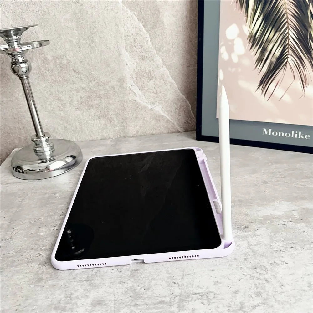 For iPad Air (2022)  /  (2020) Case Shockproof Soft TPU Tablet Cover with Pencil Holder - Purple - 6