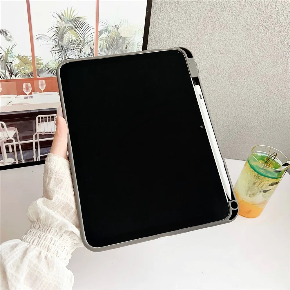 For iPad (2025)  /  10.9 (2022) Case Shockproof Soft TPU Tablet Cover with Pencil Holder - Grey - 5