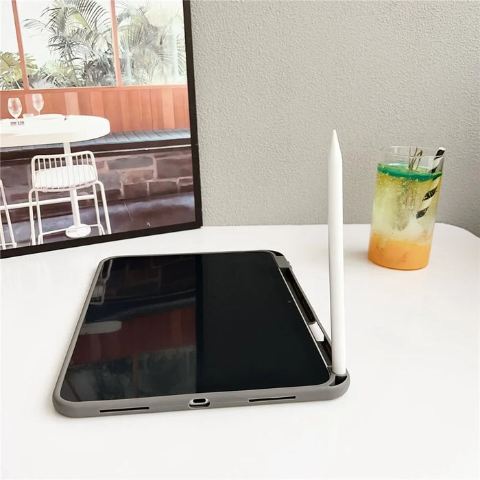 For iPad (2025)  /  10.9 (2022) Case Shockproof Soft TPU Tablet Cover with Pencil Holder - Grey - 6