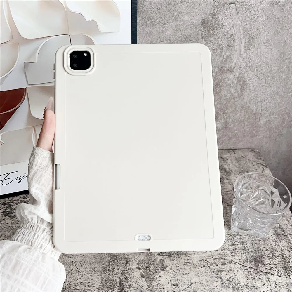 Tablet Case For iPad Pro 11 (2022)  /  (2021)  /  (2020) Shockproof Soft TPU Cover with Pencil Holder - White - 2