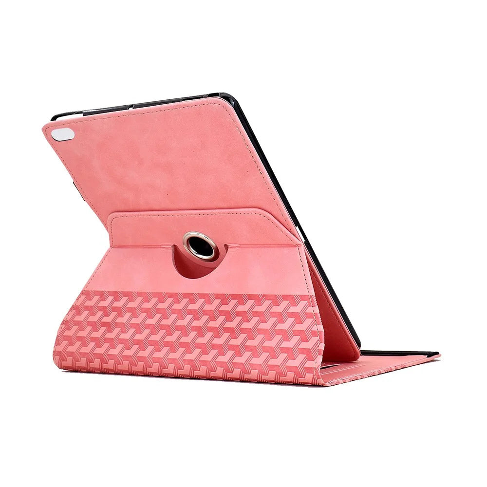 Tablet Case For iPad 9.7-inch (2018)  /  (2017)  /  Air 2  /  Air (2013) Rotating Stand Building Block Imprinted Leather Cover - Pink - 5