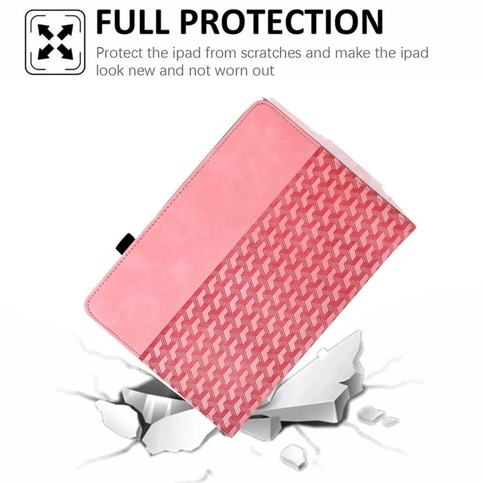 Tablet Case For iPad 10.2 (2020) / (2019) / Air 10.5 inch (2019) / Pro 10.5-inch (2017) Rotating Stand Building Block Imprinted Leather Cover - Pink - 6