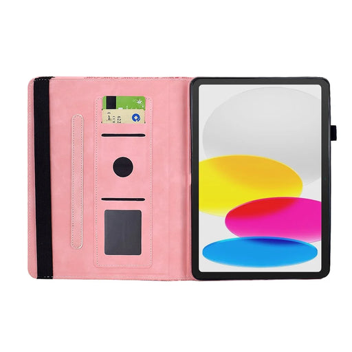 For iPad (2025)  /  10.9 (2022) Case Rotating Stand Building Block Imprinted Leather Tablet Cover - Pink - 2