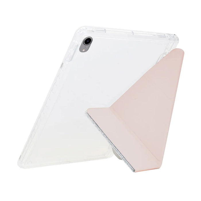 For iPad mini (2024)  /  (2021) Case Y-Fold Stand Glitter Leather TPU Acrylic Clear Tablet Cover - Rose Gold - 6