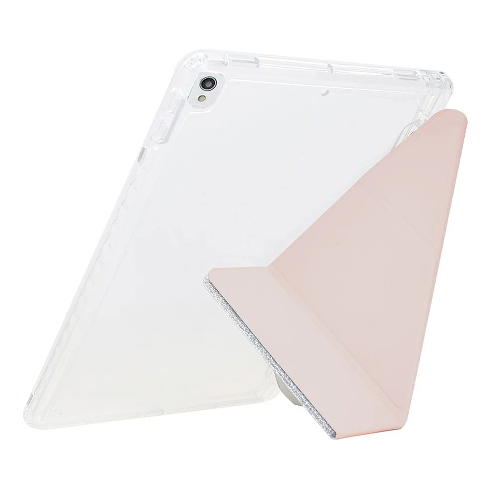 Tablet Case For iPad 10.2 (2020)  /  (2019)  /  Air 10.5 inch (2019) Y-Fold Stand Glitter Leather TPU Acrylic Clear Cover - Rose Gold - 6