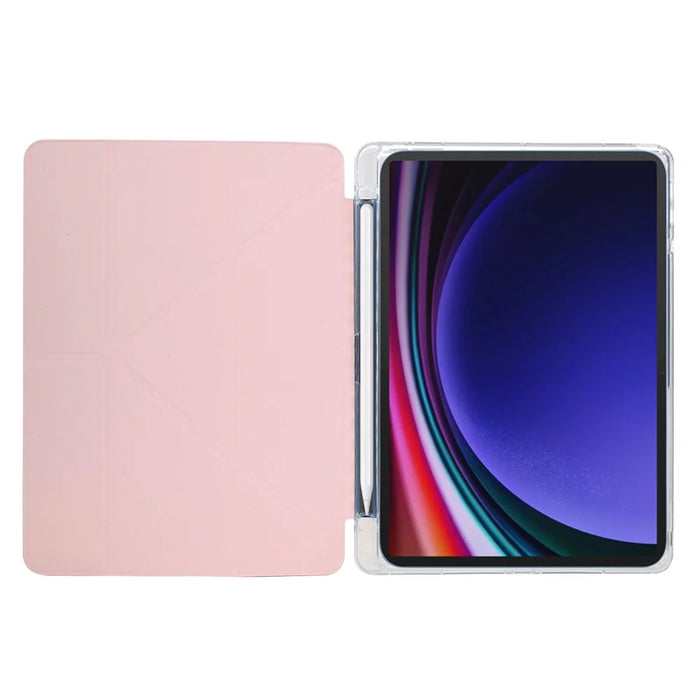 Tablet Case For Samsung Galaxy Tab S10 FE  /  S9 FE  /  S9 Y-Fold Stand Glitter Leather TPU Acrylic Clear Cover - Rose Gold - 2