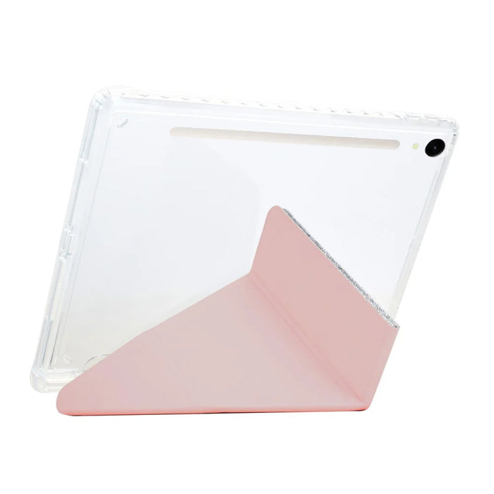 Tablet Case For Samsung Galaxy Tab S10 FE  /  S9 FE  /  S9 Y-Fold Stand Glitter Leather TPU Acrylic Clear Cover - Rose Gold - 4