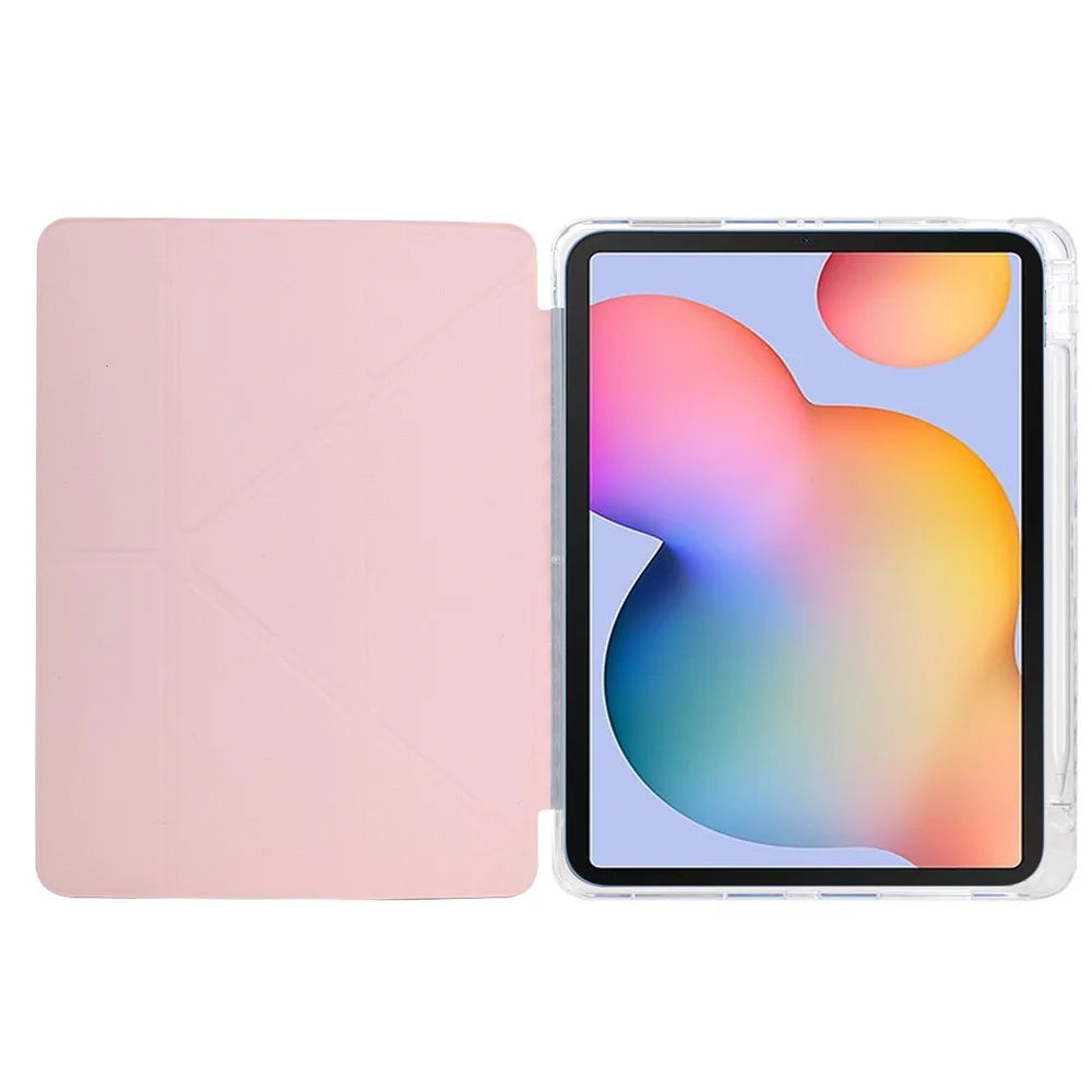 Tablet Case For Samsung Galaxy Tab S6 Lite (2024)  /  (2022)  /  (2020) P610 P615 Y-Fold Stand Glitter Leather TPU Acrylic Clear Cover - Rose Gold - 2