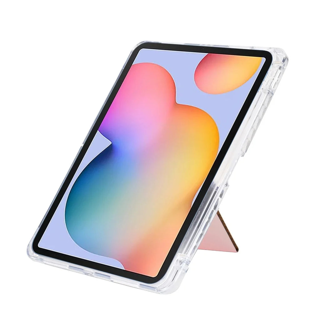 Tablet Case For Samsung Galaxy Tab S6 Lite (2024)  /  (2022)  /  (2020) P610 P615 Y-Fold Stand Glitter Leather TPU Acrylic Clear Cover - Rose Gold - 3