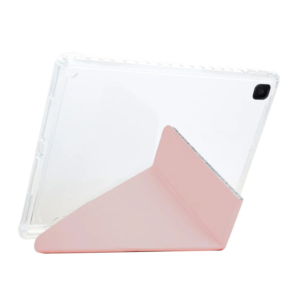 Tablet Case For Samsung Galaxy Tab S6 Lite (2024)  /  (2022)  /  (2020) P610 P615 Y-Fold Stand Glitter Leather TPU Acrylic Clear Cover - Rose Gold - 4