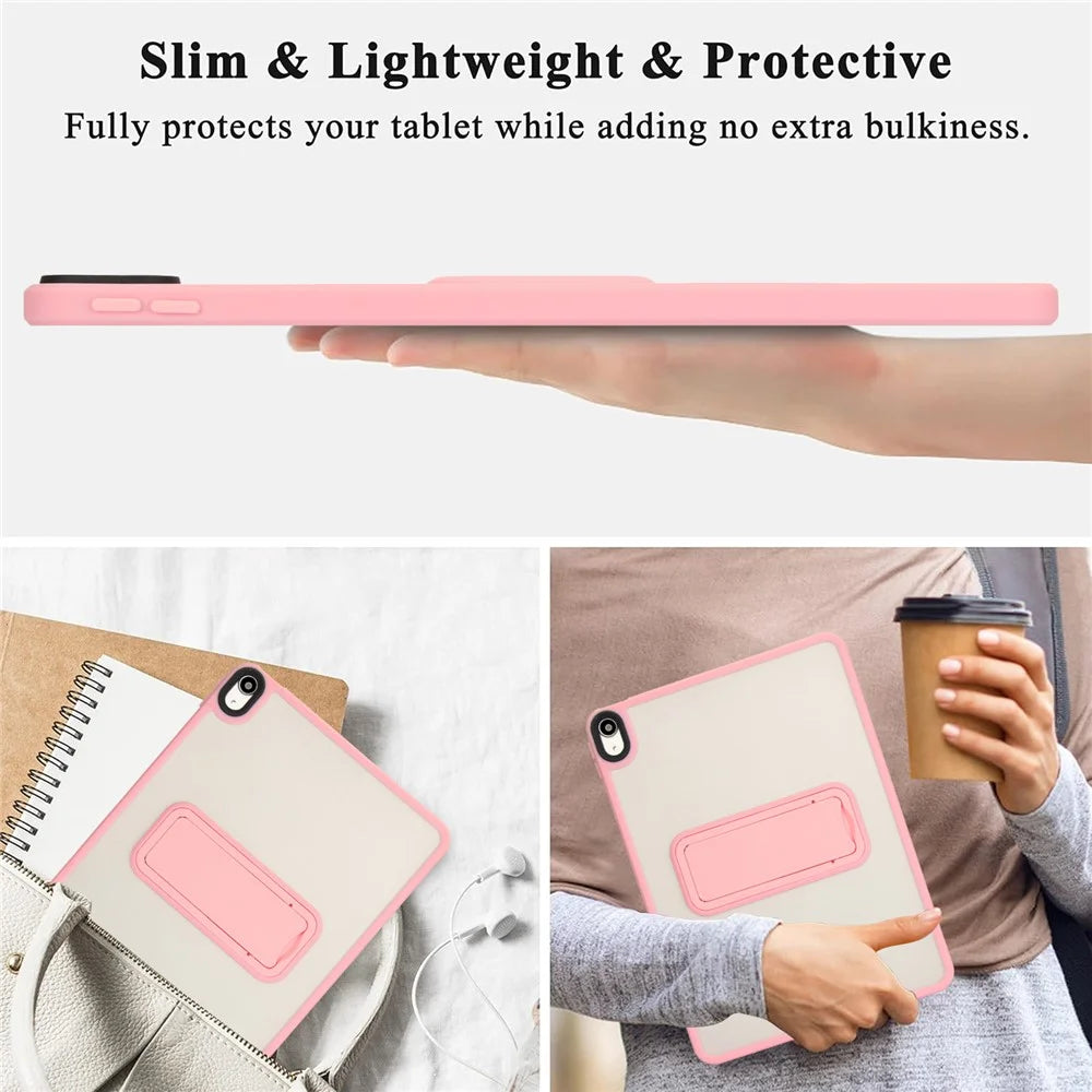 For iPad Air 13 (2026) / (2025) / (2024) Case with Kickstand TPU + PC Skin-Touch Tablet Cover - Pink - 4