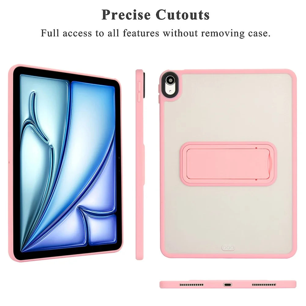 For iPad Air 13 (2026) / (2025) / (2024) Case with Kickstand TPU + PC Skin-Touch Tablet Cover - Pink - 5