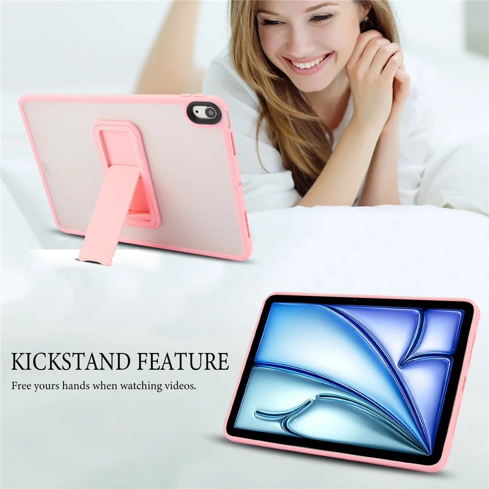 For iPad Air 13 (2026) / (2025) / (2024) Case with Kickstand TPU + PC Skin-Touch Tablet Cover - Pink - 7