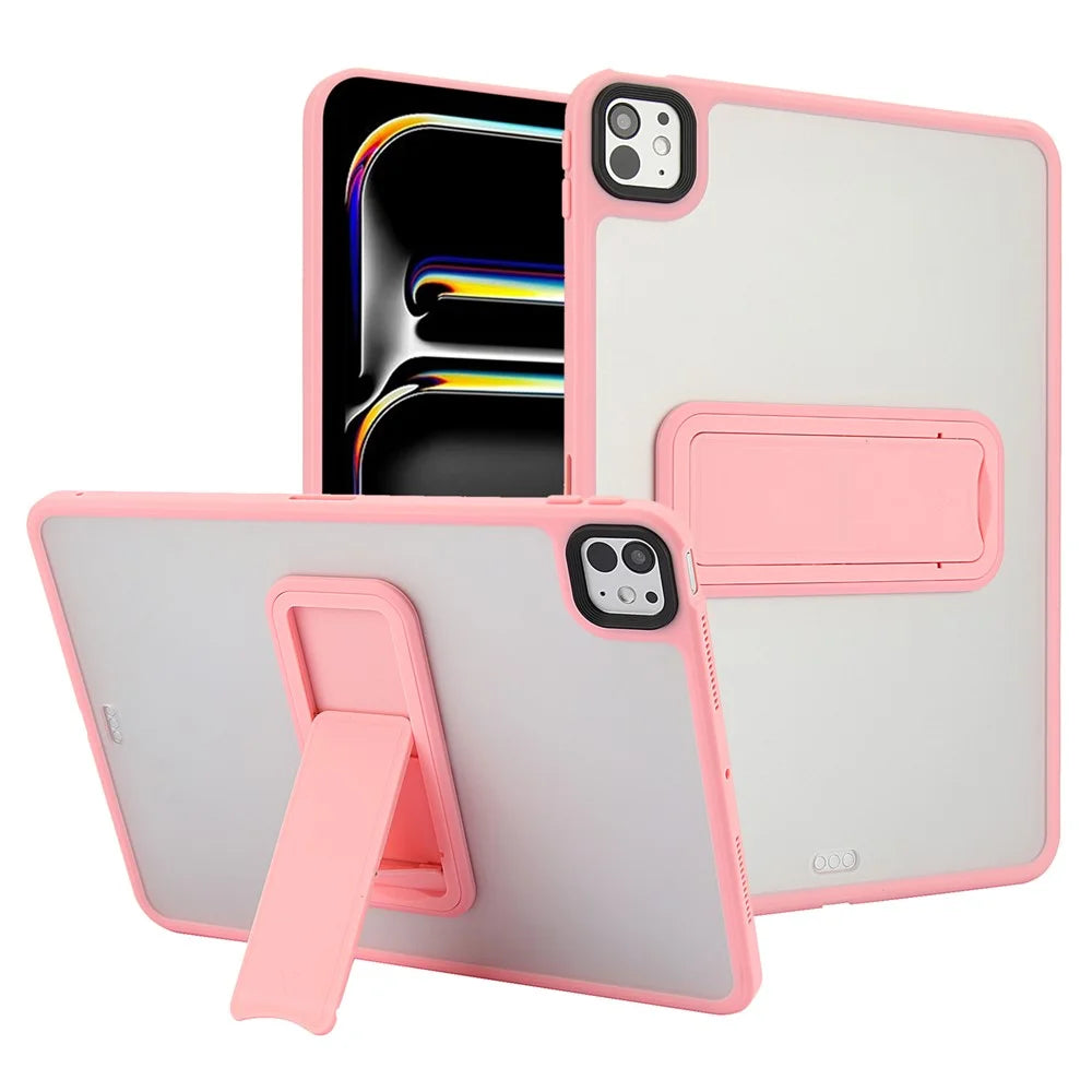 For iPad Pro 13 (2025) / 13 (2024) Case with Kickstand TPU + PC Skin-Touch Tablet Cover - Pink - 1