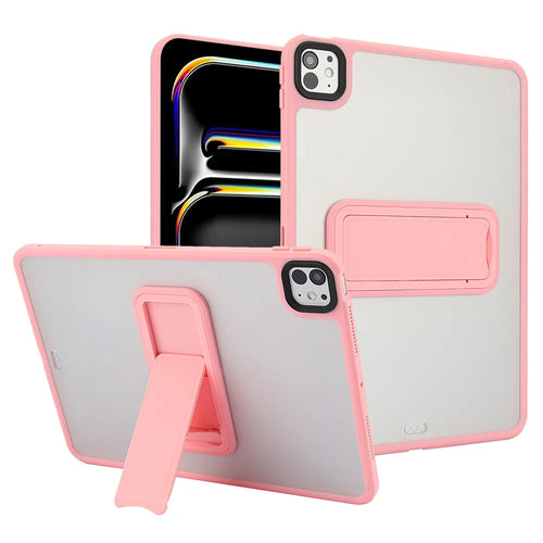 For iPad Pro 13 (2025) / 13 (2024) Case with Kickstand TPU + PC Skin-Touch Tablet Cover - Pink - 1