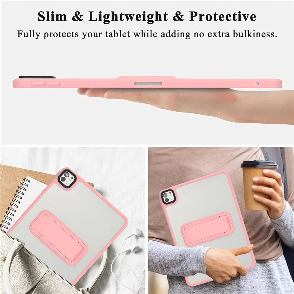 For iPad Pro 13 (2025) / 13 (2024) Case with Kickstand TPU + PC Skin-Touch Tablet Cover - Pink - 4