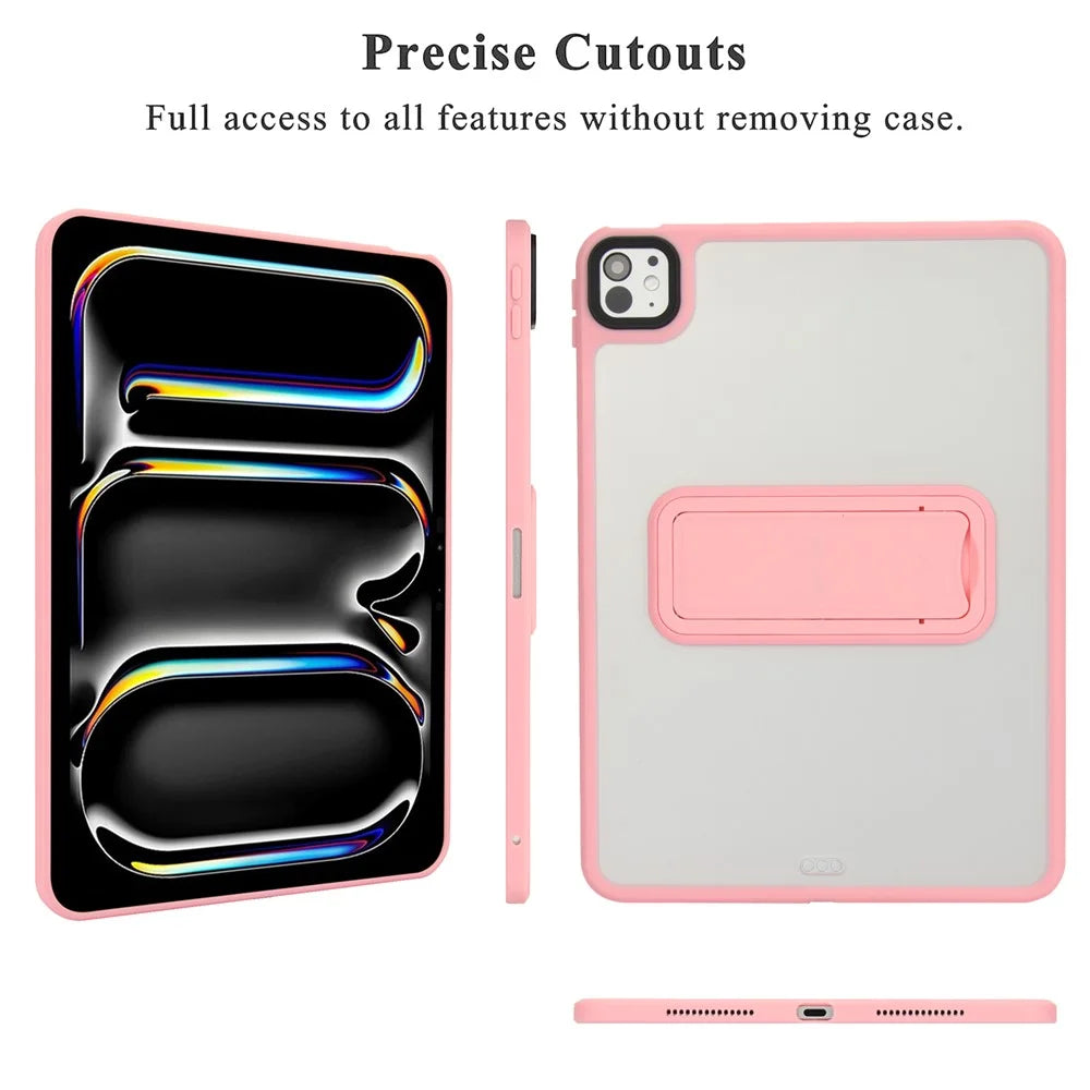 For iPad Pro 13 (2025) / 13 (2024) Case with Kickstand TPU + PC Skin-Touch Tablet Cover - Pink - 5