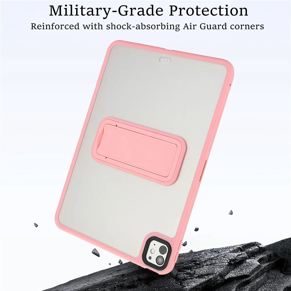 For iPad Pro 13 (2025) / 13 (2024) Case with Kickstand TPU + PC Skin-Touch Tablet Cover - Pink - 6