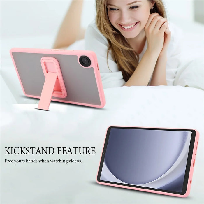 For Samsung Galaxy Tab A9 Case with Kickstand TPU + PC Skin-Touch Tablet Cover - Pink - 7