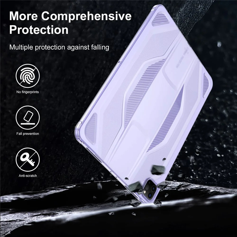 For iPad Pro 11 (2025) / 11 (2024) Case Anti Drop Clear TPU Tablet Cover - Transparent Purple - 3