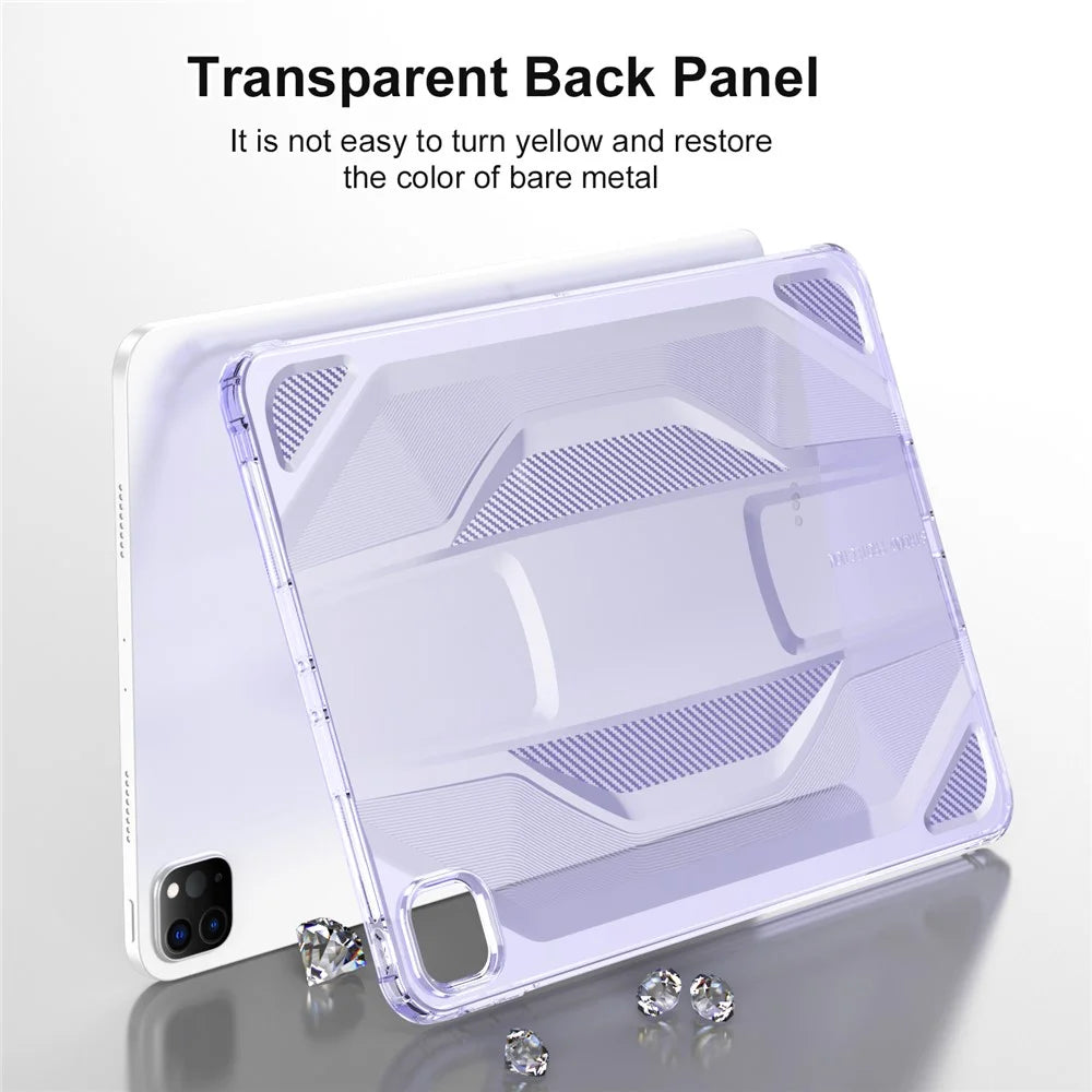 For iPad Pro 11 (2025) / 11 (2024) Case Anti Drop Clear TPU Tablet Cover - Transparent Purple - 6