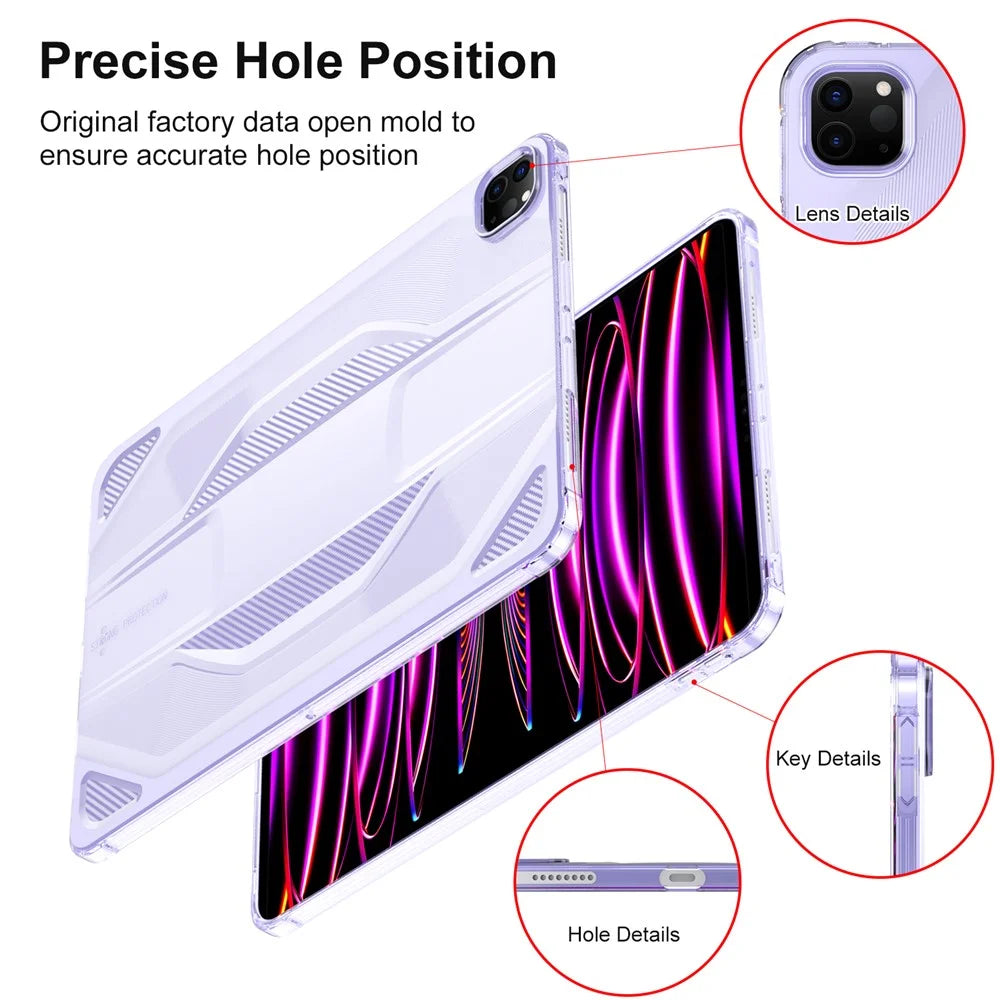 For iPad Pro 11 (2025) / 11 (2024) Case Anti Drop Clear TPU Tablet Cover - Transparent Purple - 7